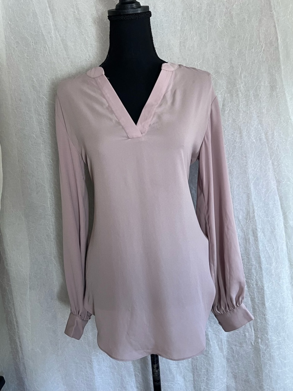 Maurices Mauve V-Neck Button Cuff Blouse